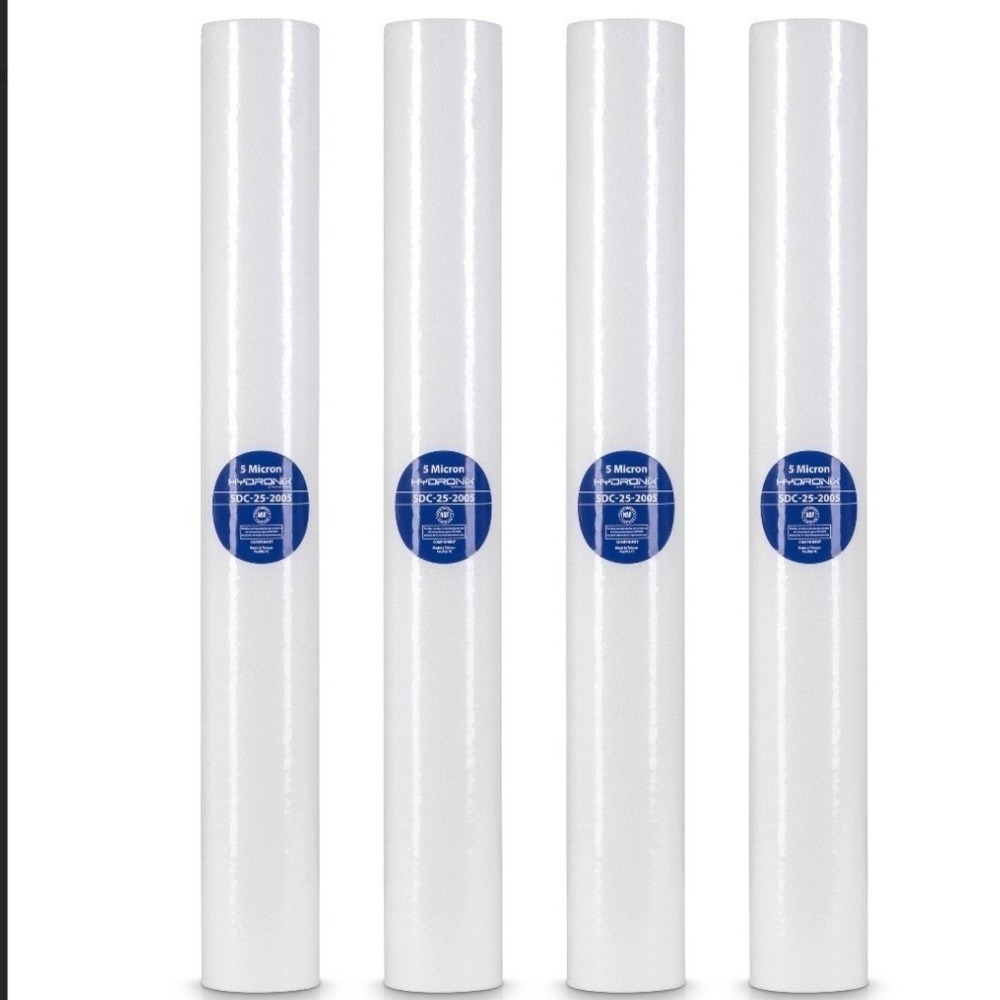 Hydronix SDC-25-2005 5 Micron 20 x 2.5 Sediment Water Filter 4 Pack Whole House